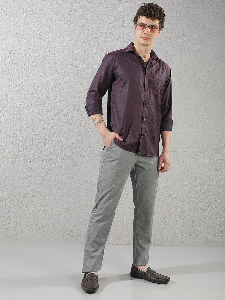 Purple Floral Print Shirt