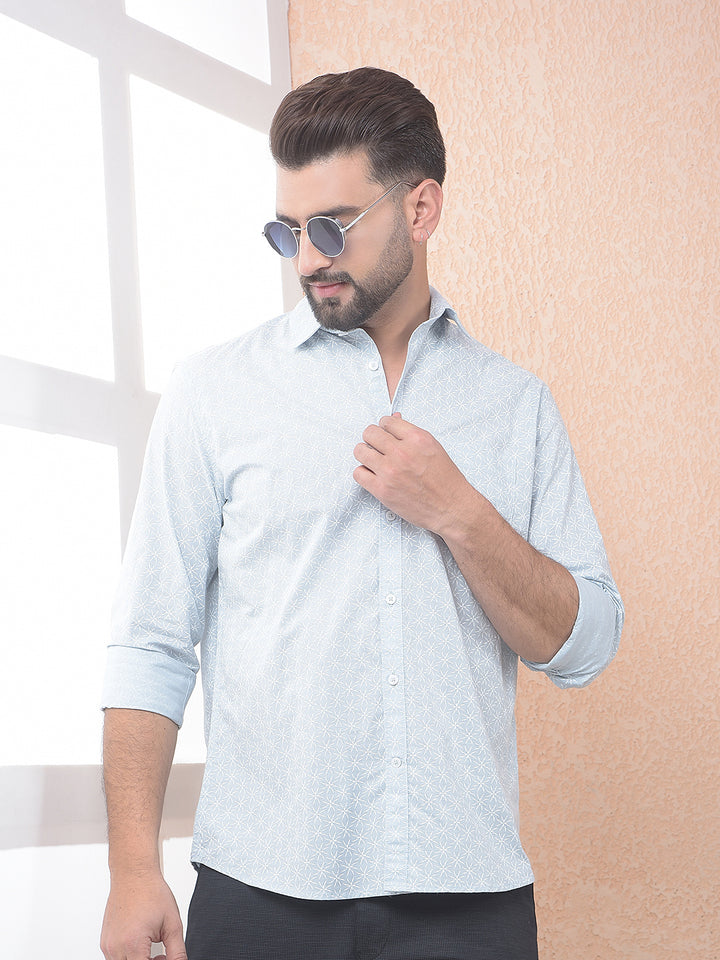 Ice Blue Micro Print Shirt