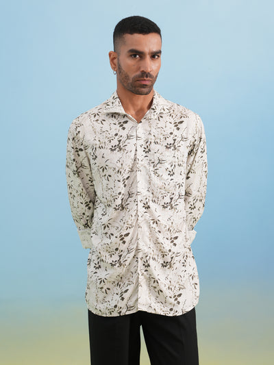 White Floral Print Shirt