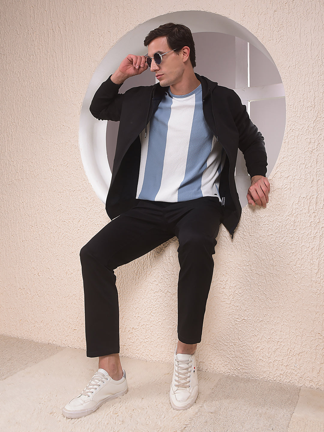 Ebony Black Dobby Finish Trousers