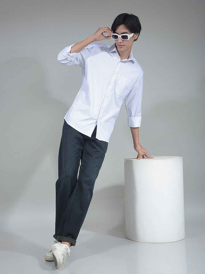 White Floral Print Shirt