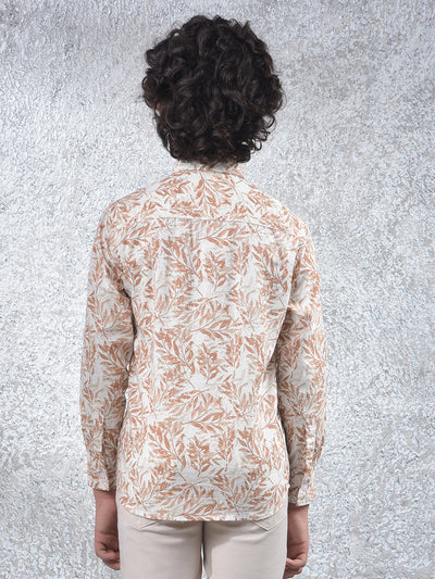 Brown Floral Print 100% Cotton Kurta