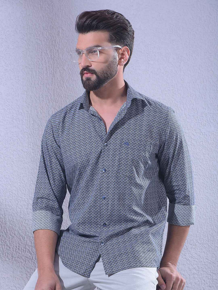 Blue Printed Modal Shirt