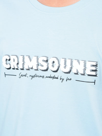 Blue Typographic Print T-Shirt