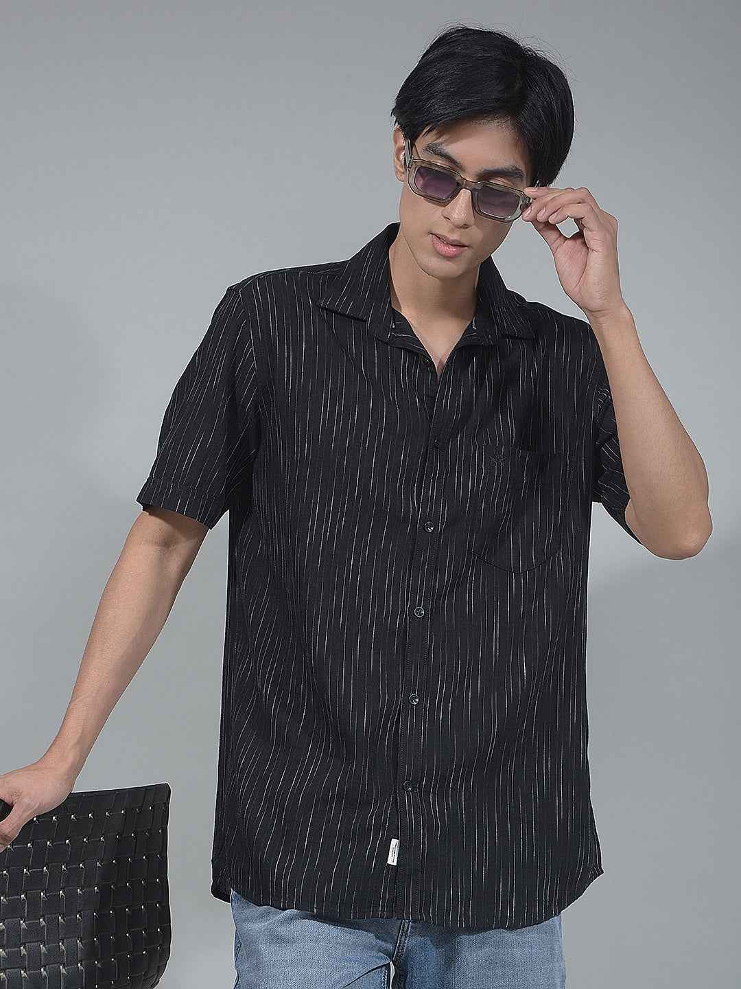 Black Vertical Striped Shirt