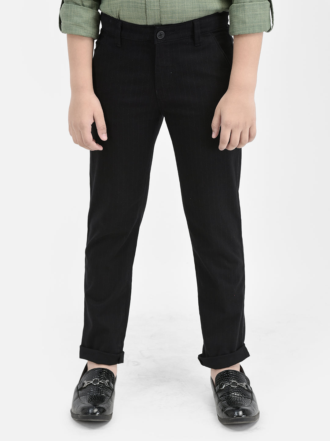 Black Vertical Stripes Trousers