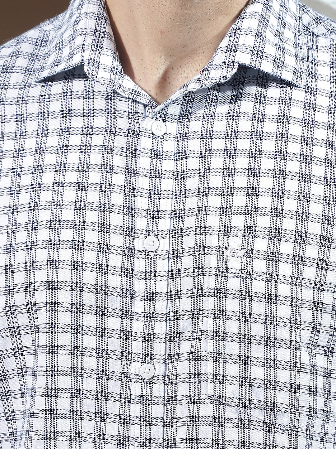 White 100% Cotton Checked Shirt