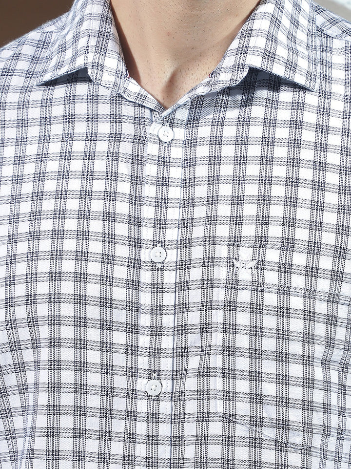 White 100% Cotton Checked Shirt