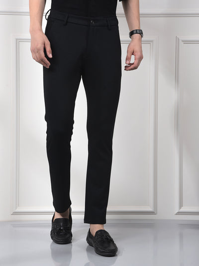 Navy Blue Printed Knitted Trousers