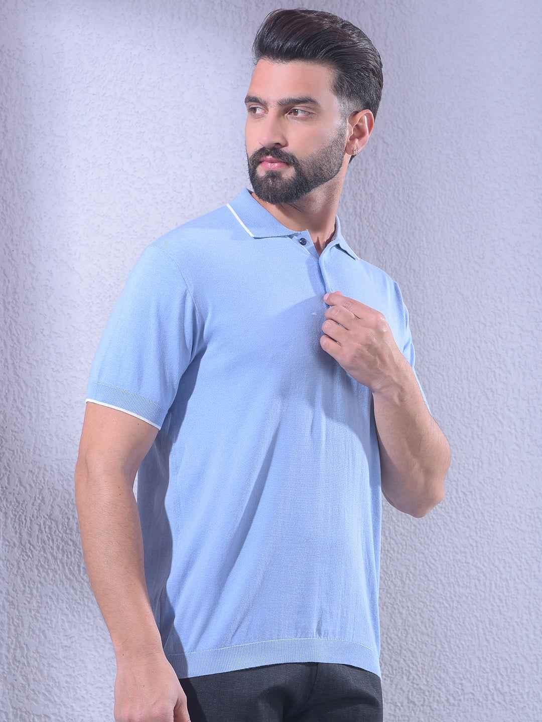 Sophisticated Sky Blue Blue Polo T-Shirt