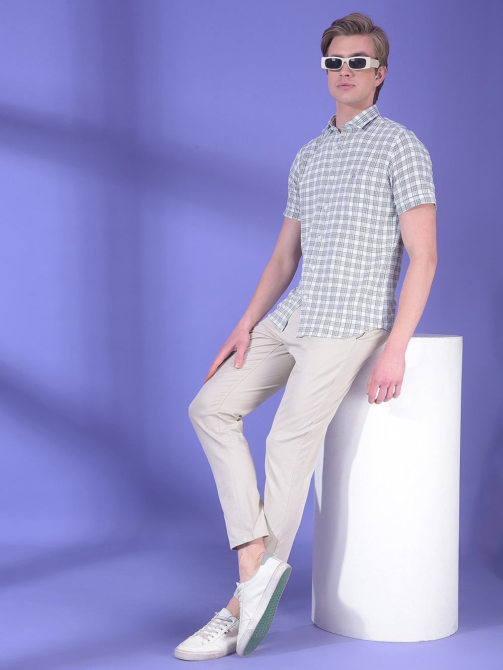 White Checked 100% Cotton Shirt