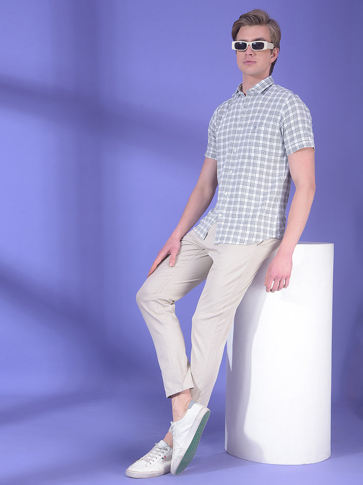 White Checked 100% Cotton Shirt