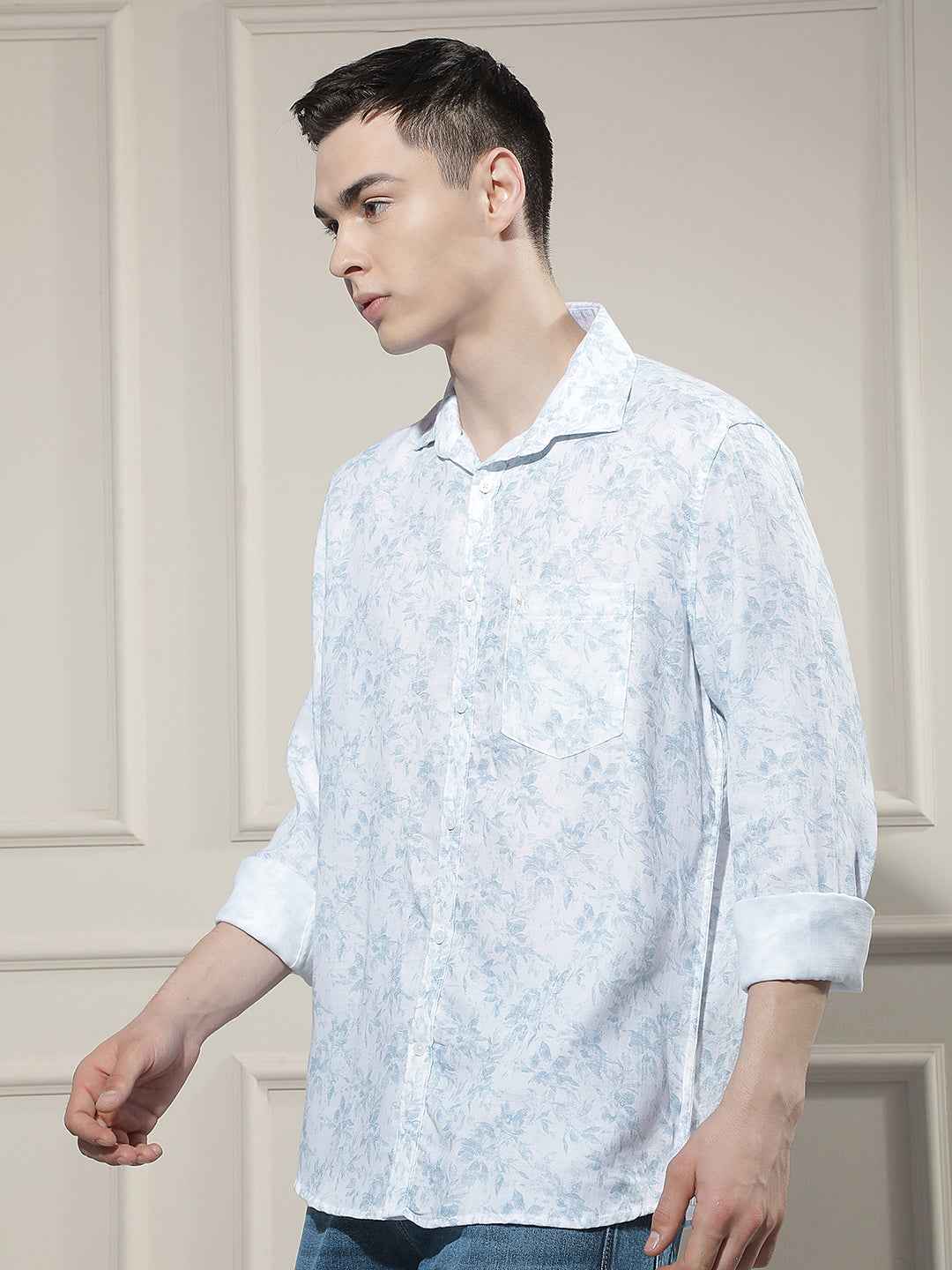 Blue Floral Print Shirt