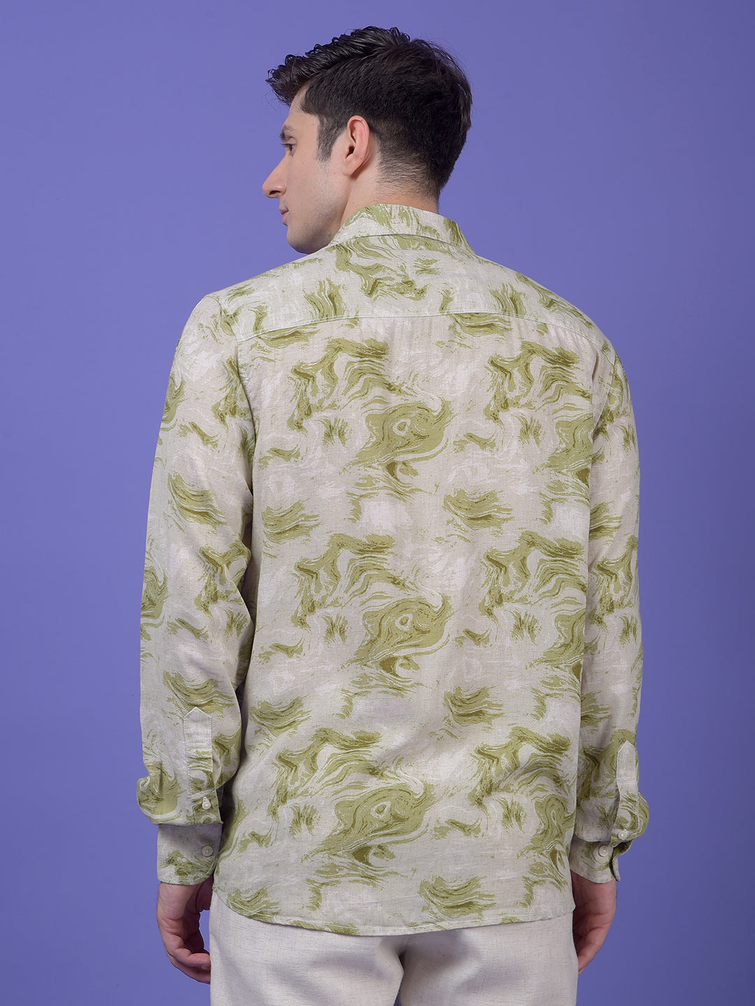 Green Printed Linen Shirt