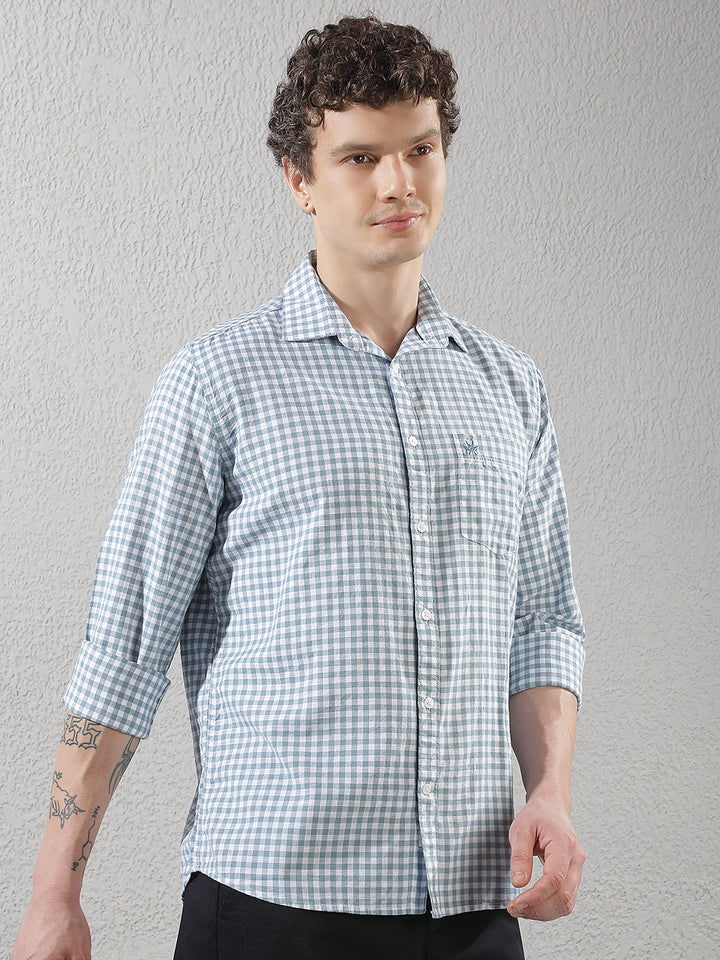 Green Checked Linen Shirt