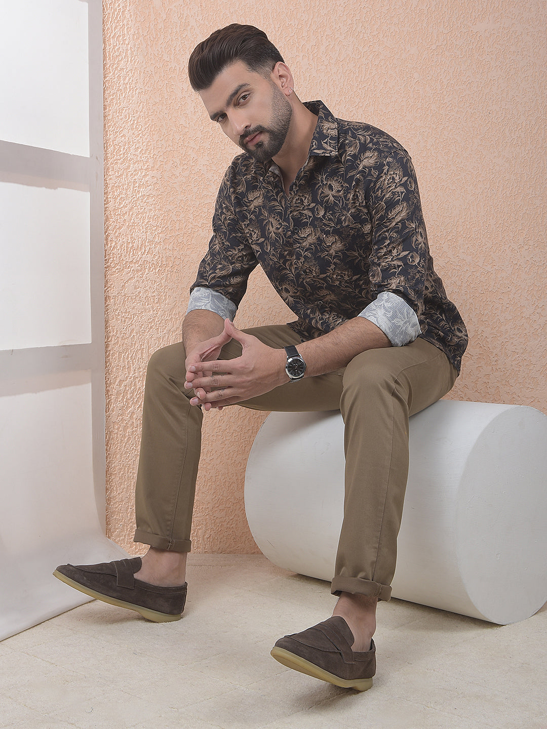 Brown Floral Print Shirt