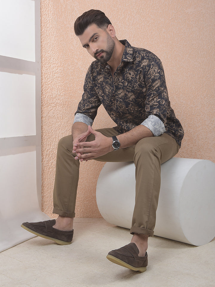 Brown Floral Print Shirt