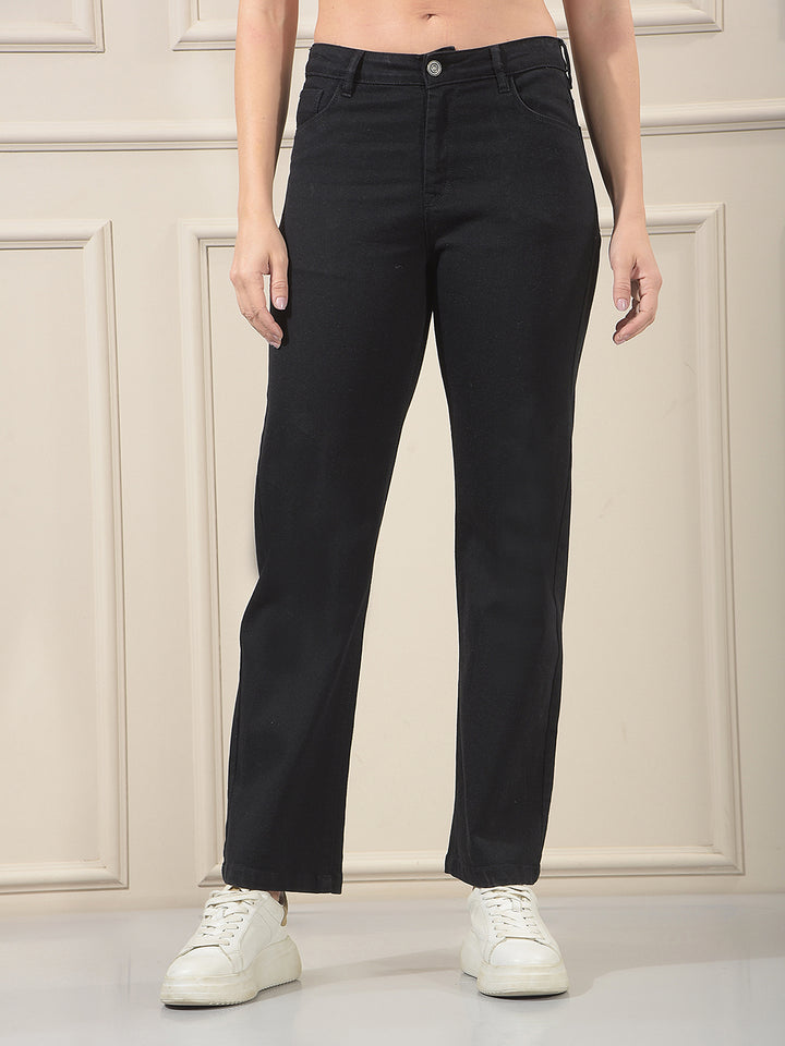 Relaxed Raven Black Straight Jeans