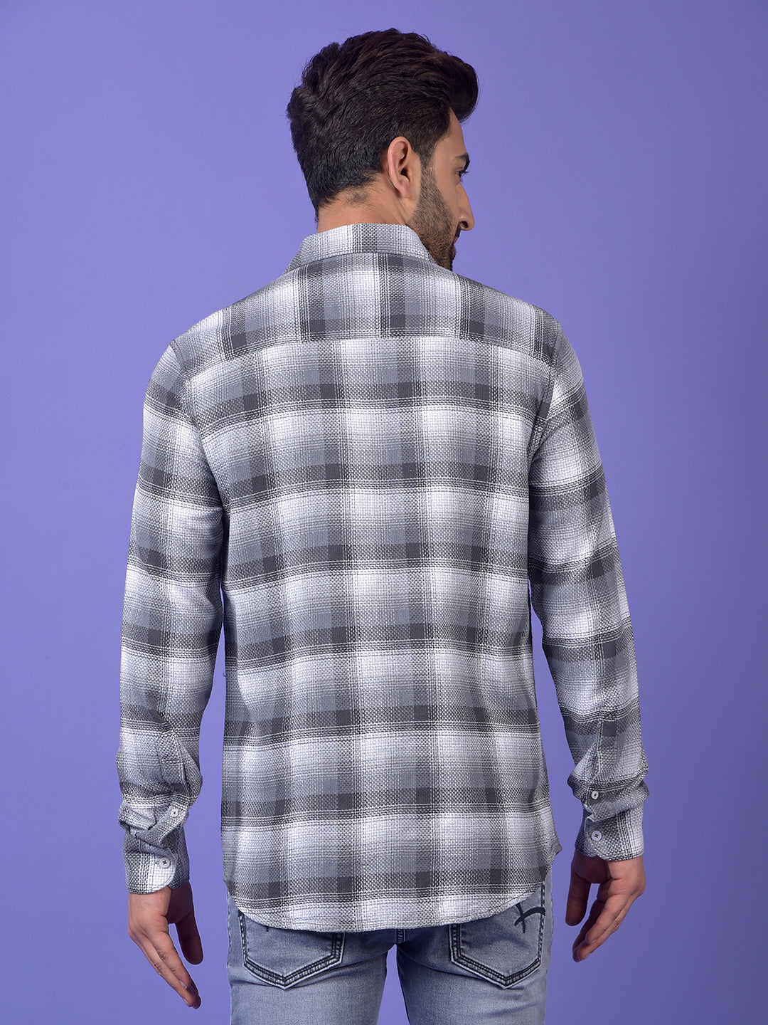 Grey Checked 100% Cotton Shirt