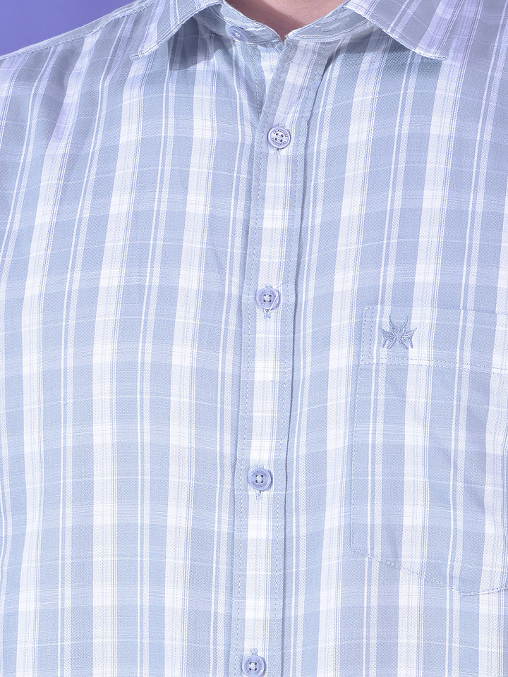 Flint Pearl Grey Checked 100% Cotton Shirt