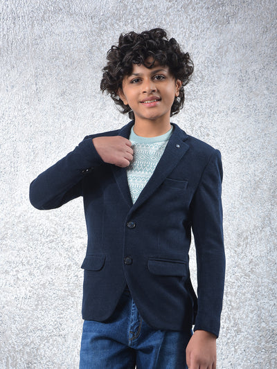 Navy Blue Notched Lapel Blazer