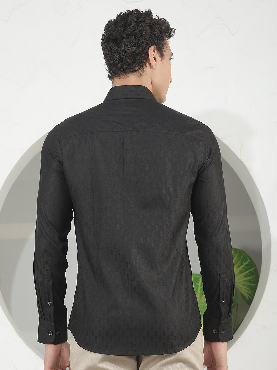 Refined Midnight Black Jacquard Shirt