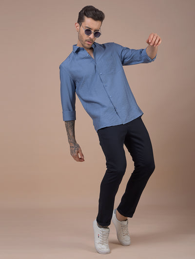 Blue Textured Shirt