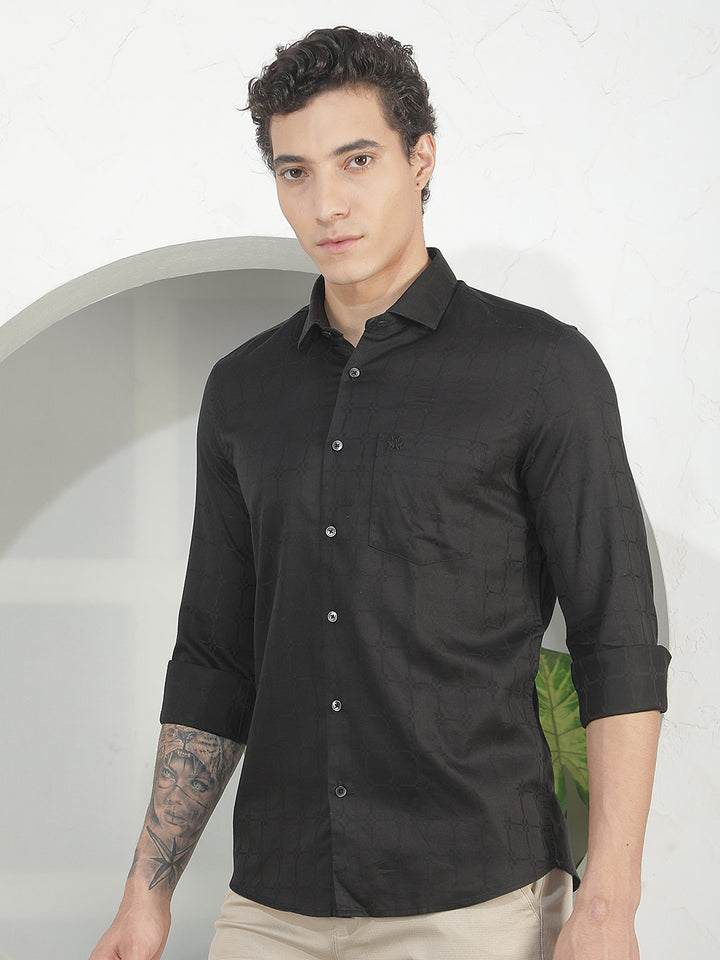 Minimalist Raven Black Jacquard Shirt