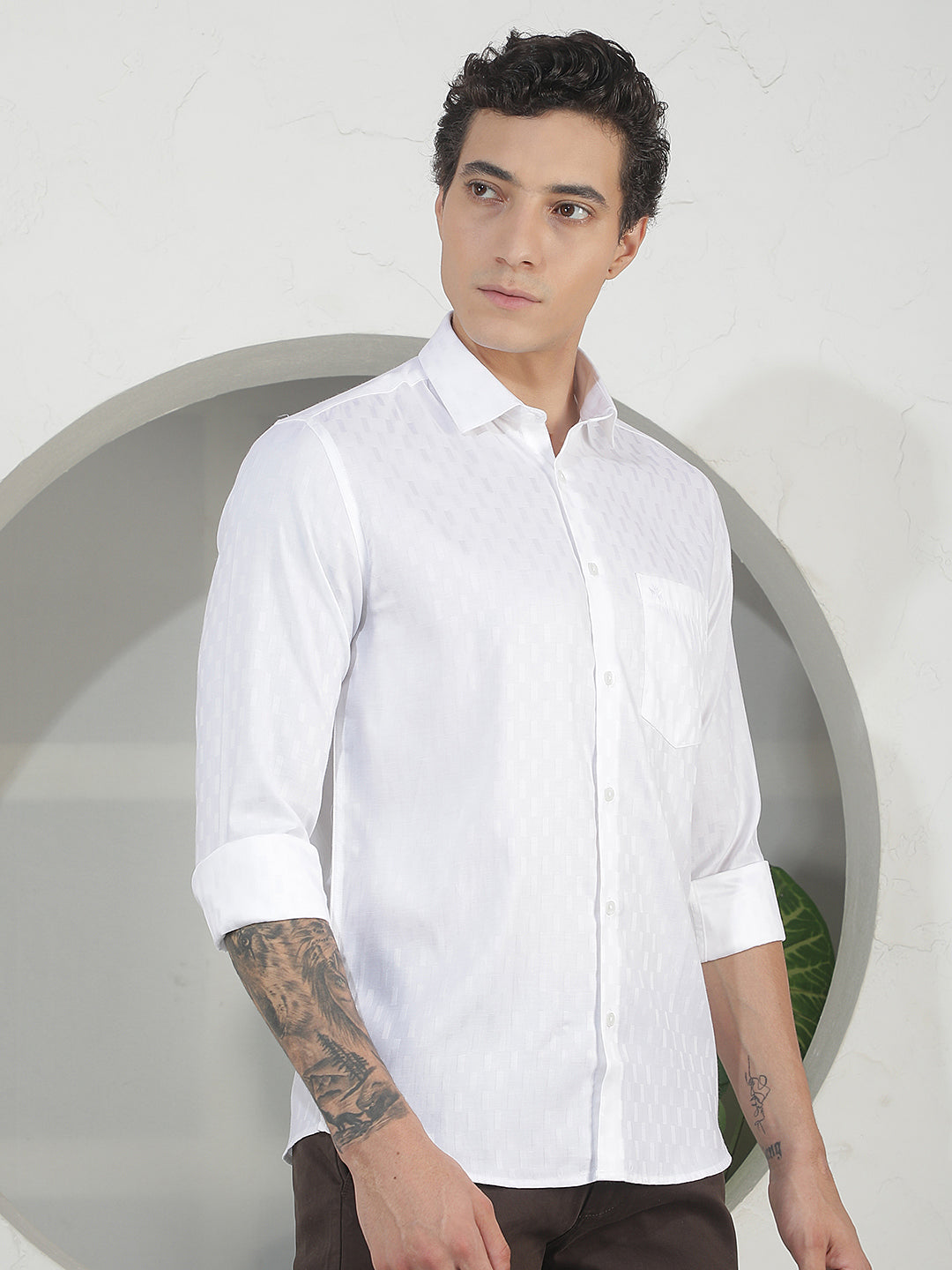 Tailored Breeze White Jacquard Shirt