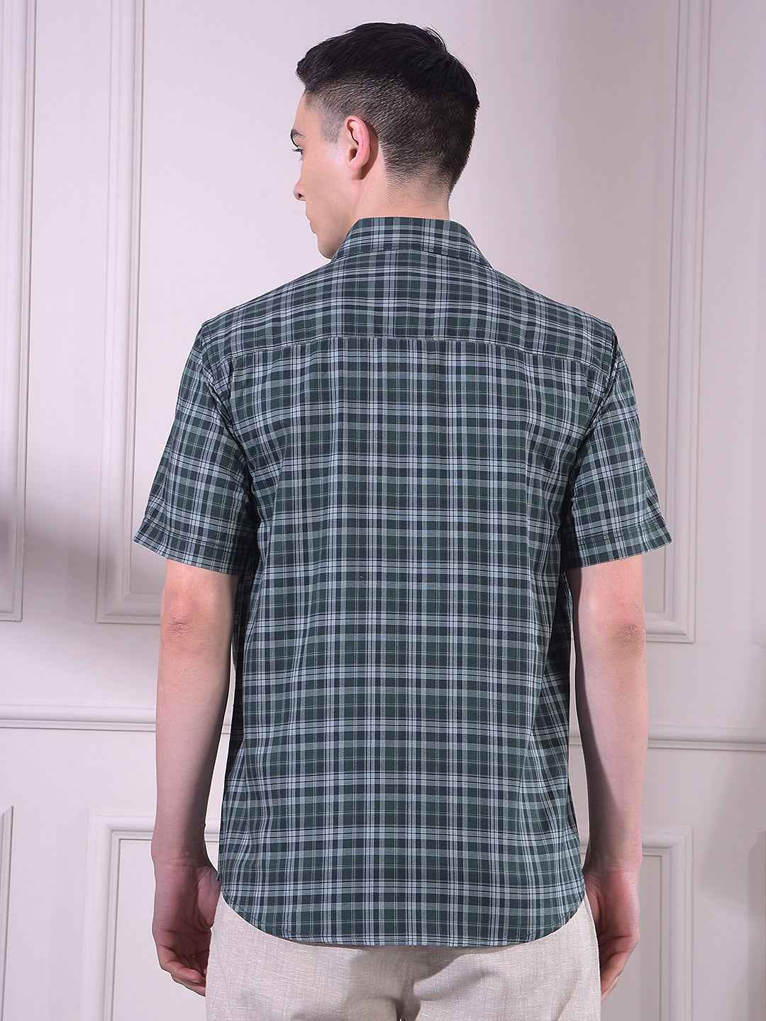 Green 100% Cotton Checked Shirt