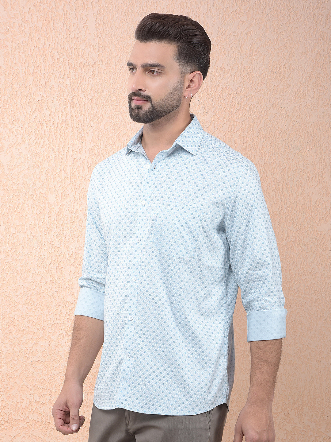 Blue Printed Modal Shirt