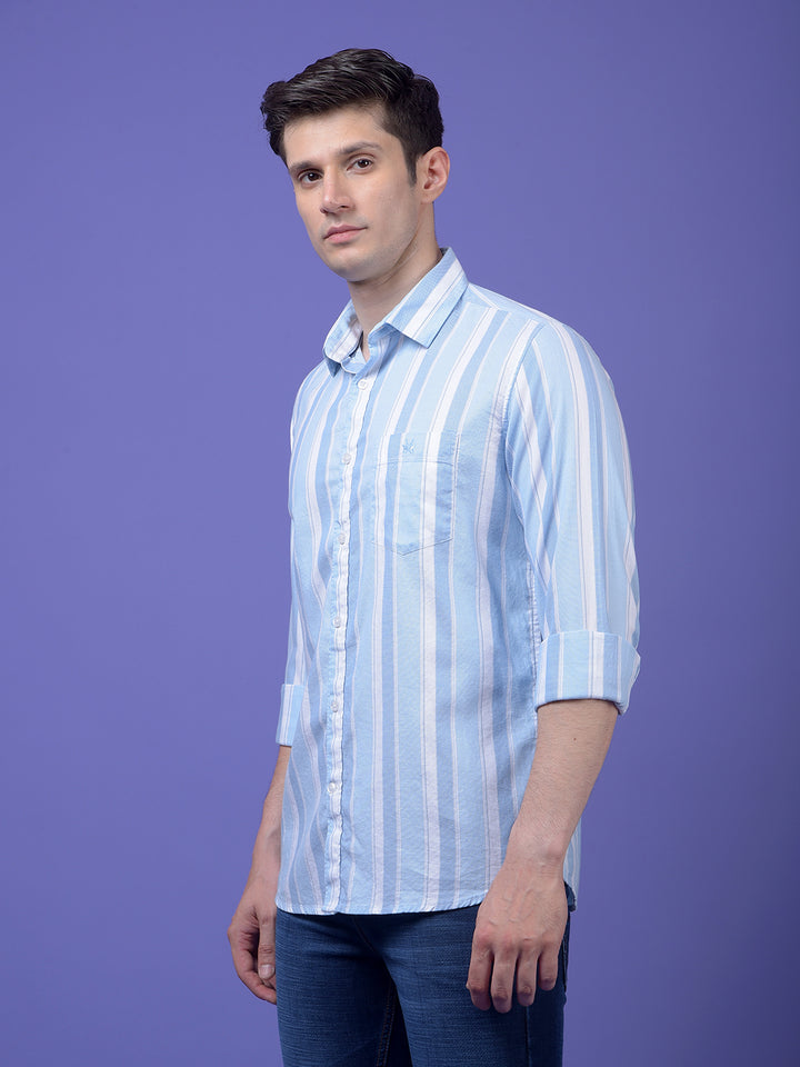 Blue Vertical Stripes 100% Cotton Shirt