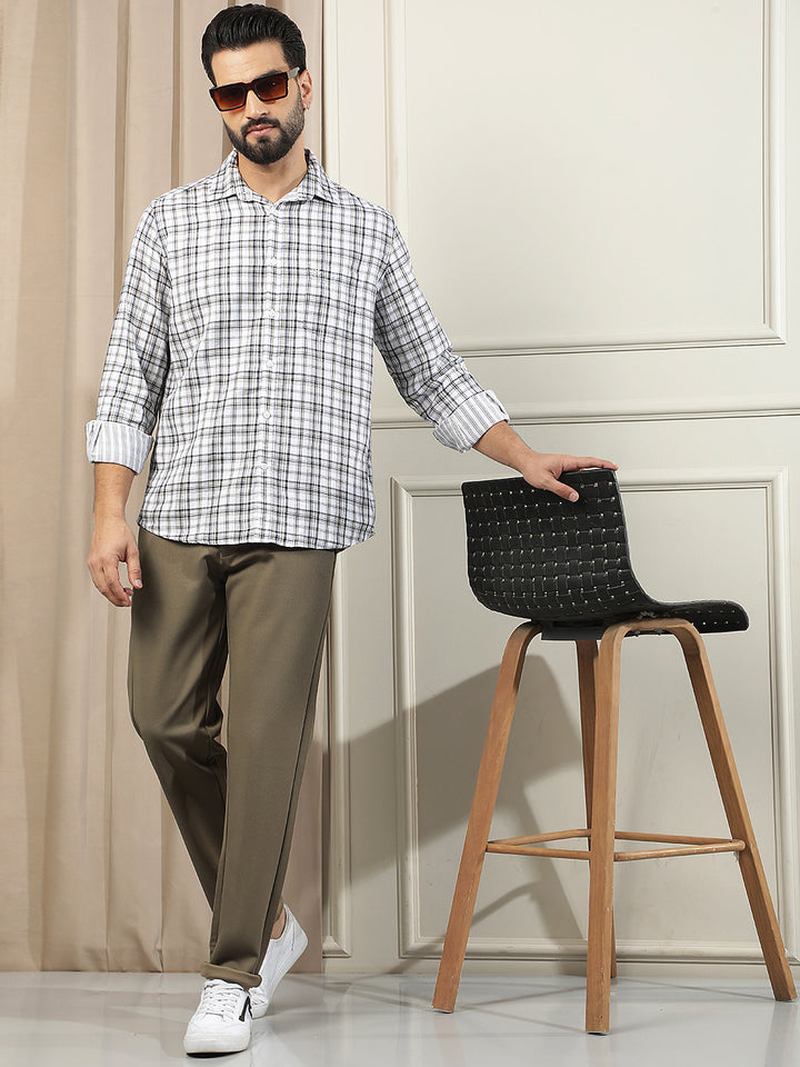 White Checked 100% Cotton Shirt