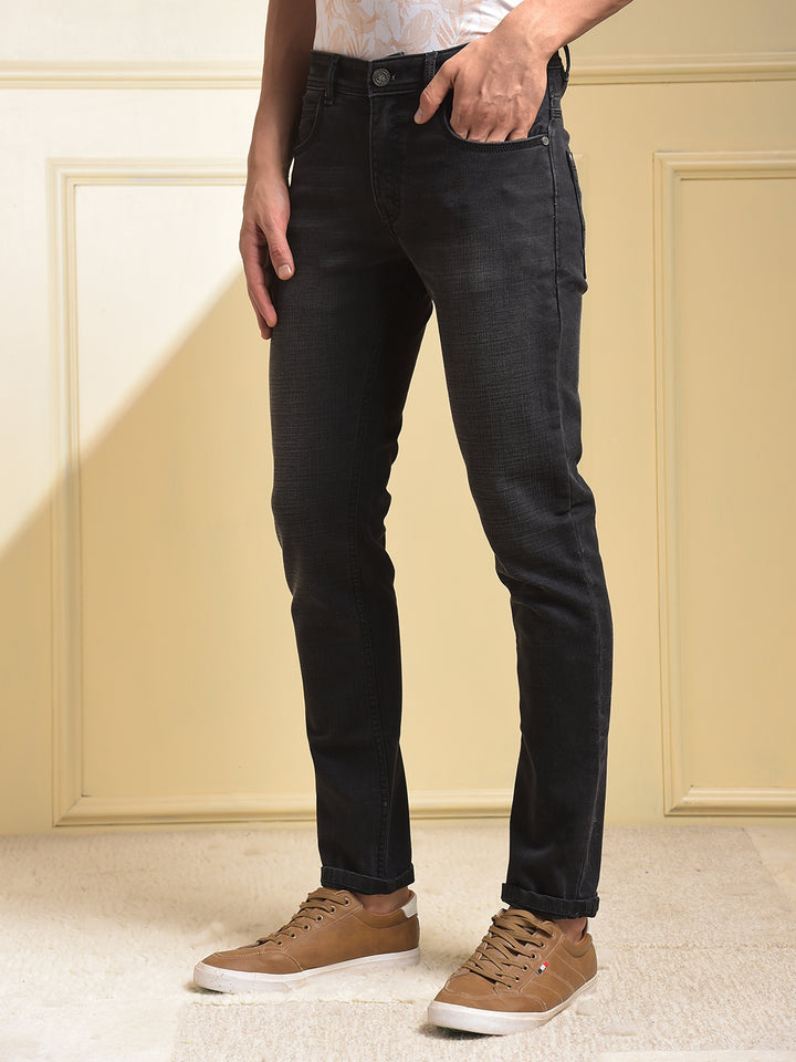 Mid-Wash Skinny Fit Black Jeans