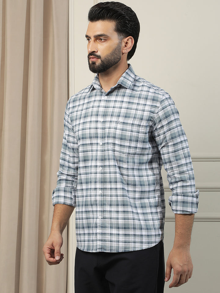 Grey Checked 100% Cotton Shirt
