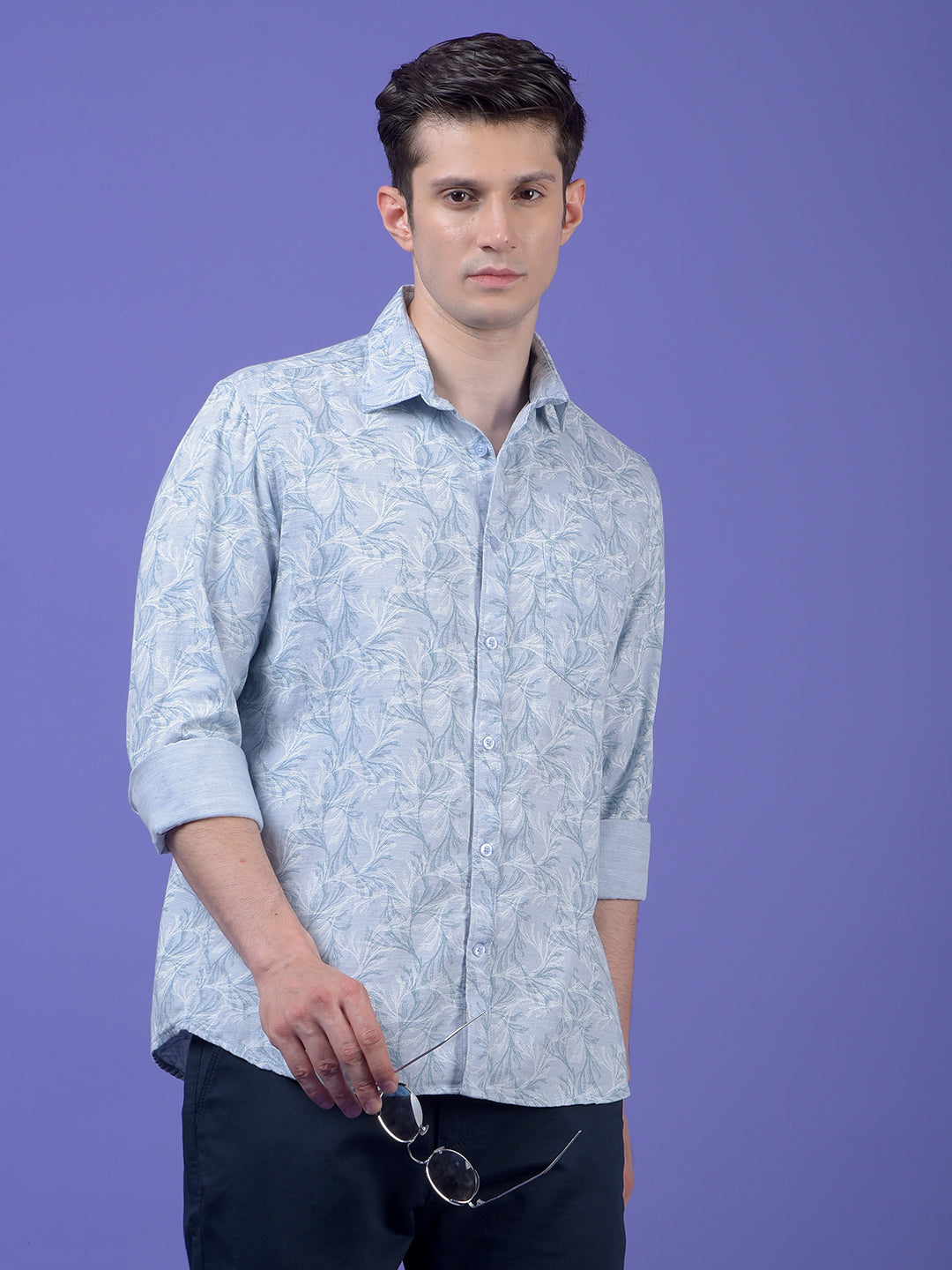 Blue Floral Print Shirt