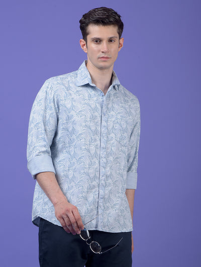 Blue Floral Print Shirt