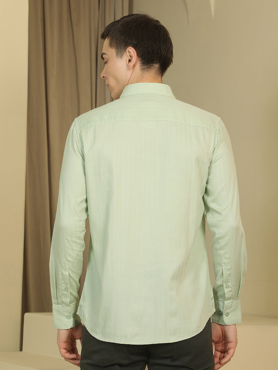 Green Vertical Stripes Shirt