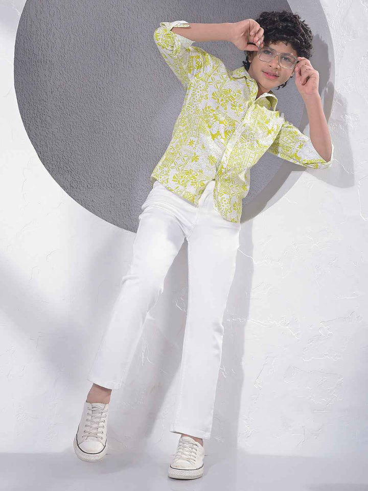 Green Floral Print Shirt