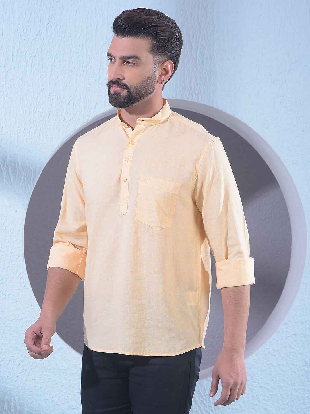 Bright Sunny Yellow Linen Kurta