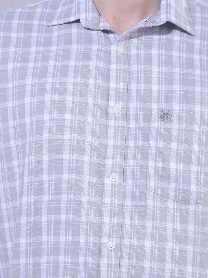 Grey 100% Cotton Checked Shirt