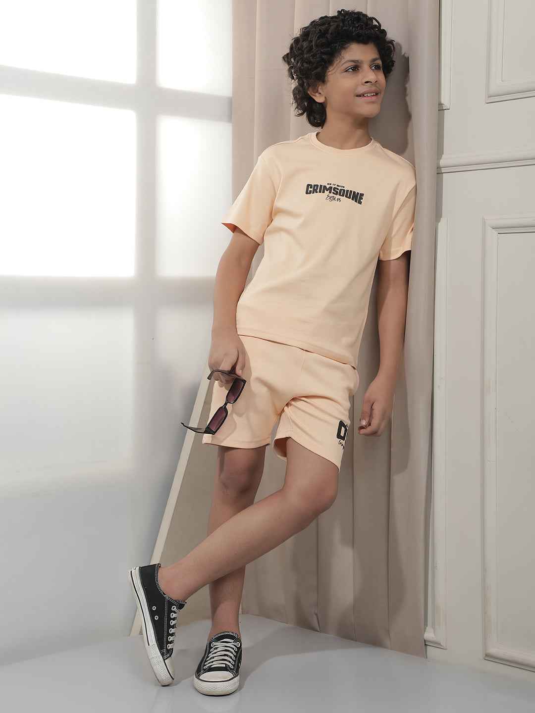 Peach Graphic Print Shorts