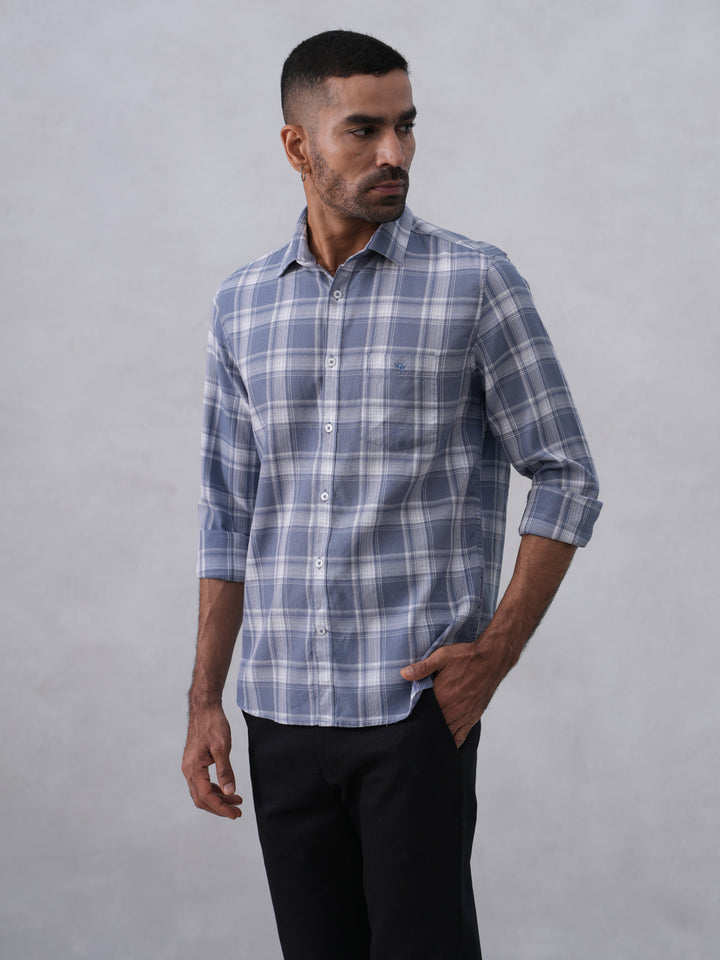 Blue Checked 100% Cotton Shirt