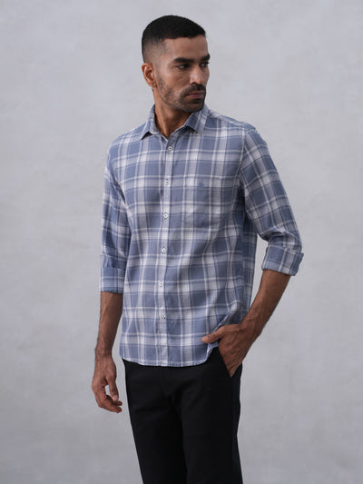 Blue Checked 100% Cotton Shirt