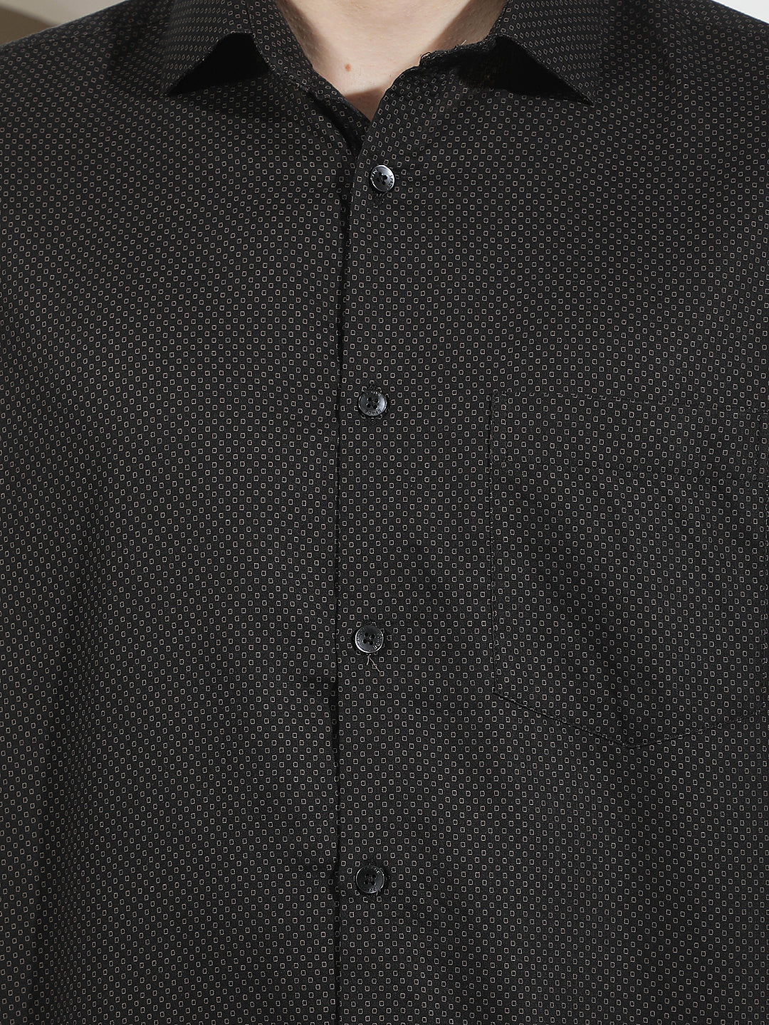 Navy Blue Printed 100% Cotton Shirt