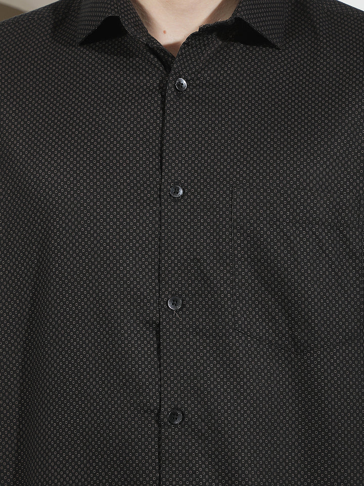 Navy Blue Printed 100% Cotton Shirt