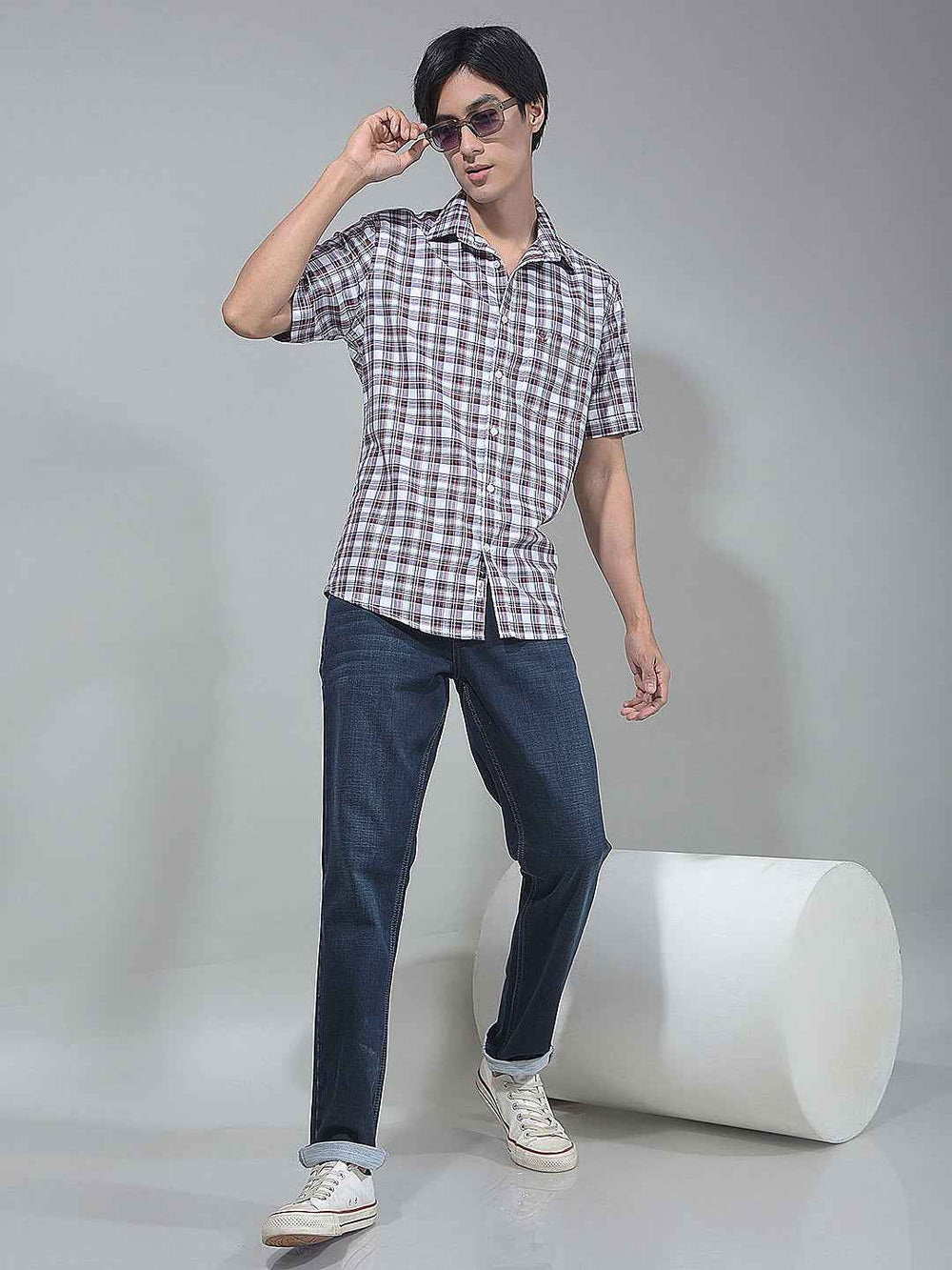Maroon Smart Checked Casual Shirt