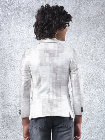 Cream Textured Single-Breasted Blazer