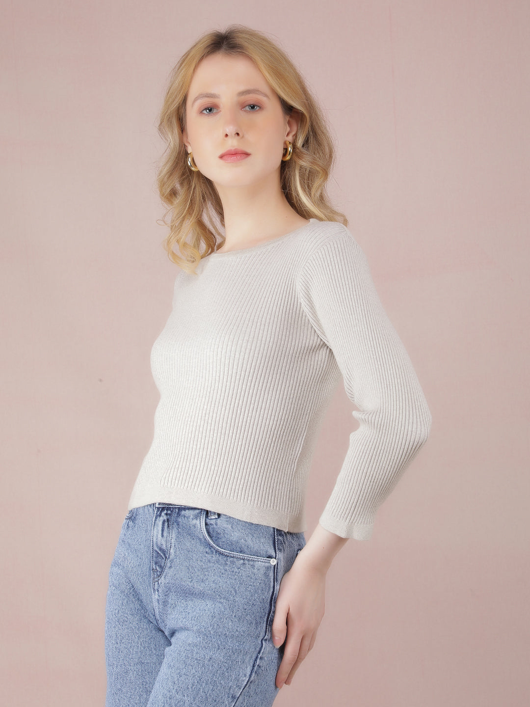 Beige Cropped Sweater