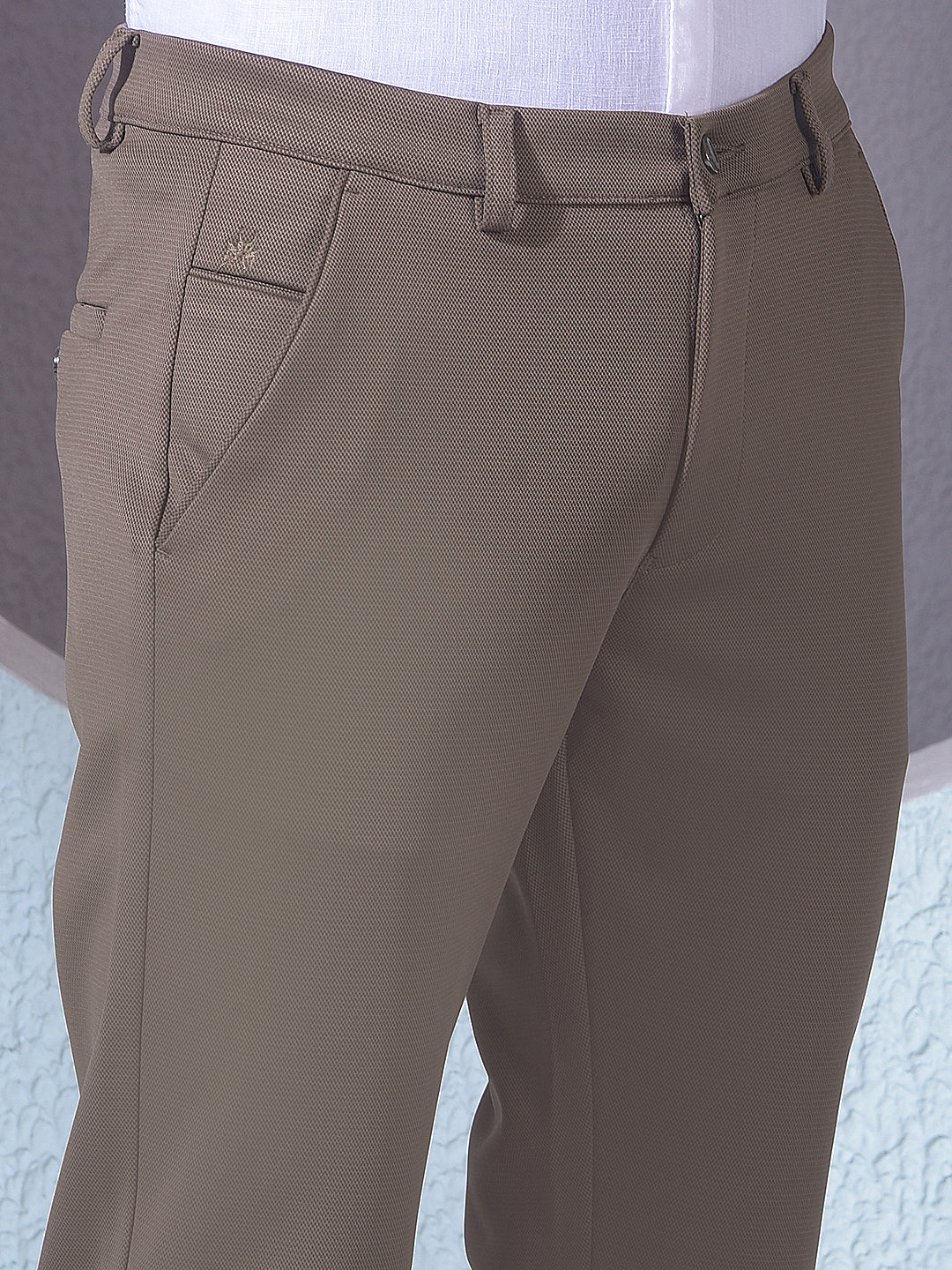 Brown Printed Knitted Trousers